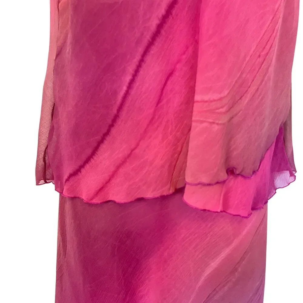Rapz Womens Sheer Oversized Flowy Lagenlook Top Pull On Skirt Resort Pink sz XL